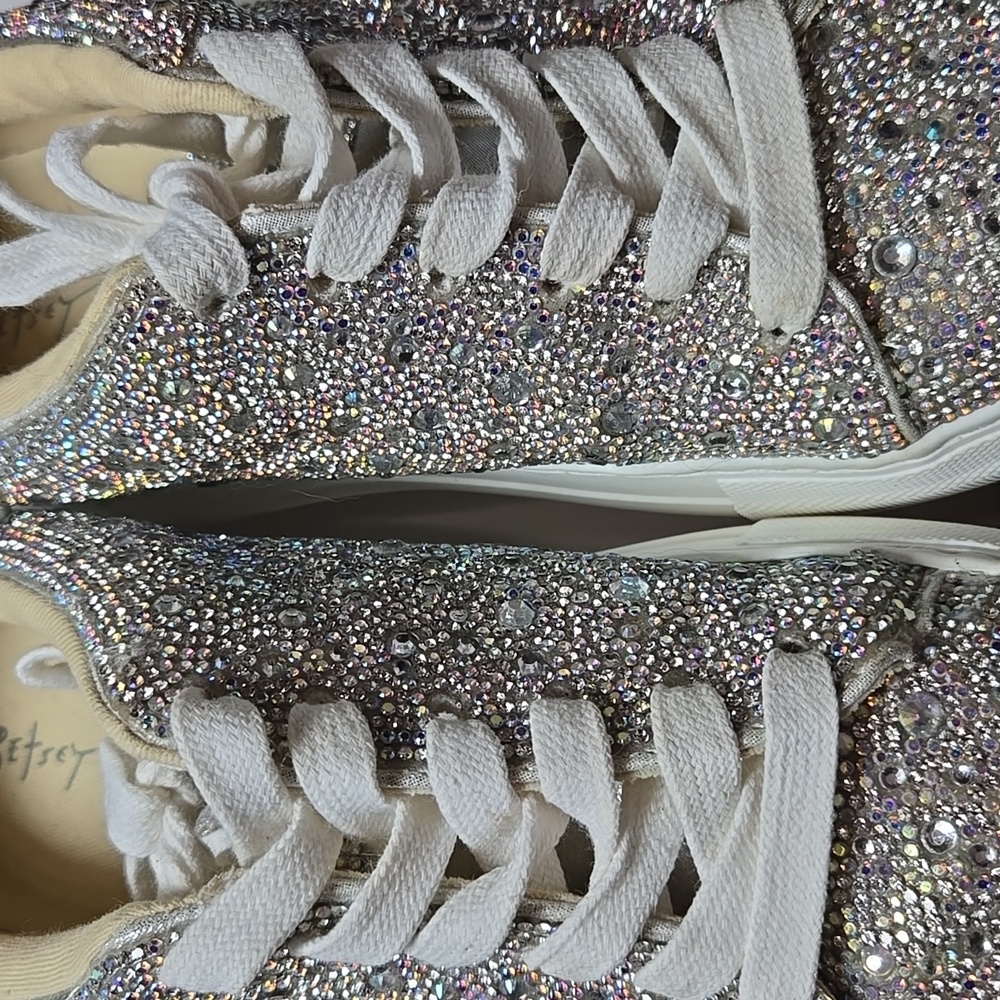 💎 Betsey Johnson Sidny Rhinestone Platform Sneakers Size 7 - Picture 11 of 12